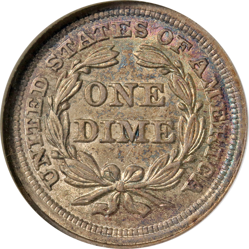 1853-P Seated Liberty Dime Back